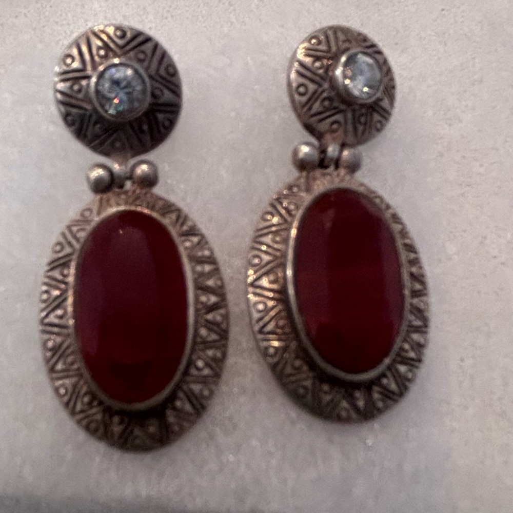 Sterling orange Oval Drop Earrings